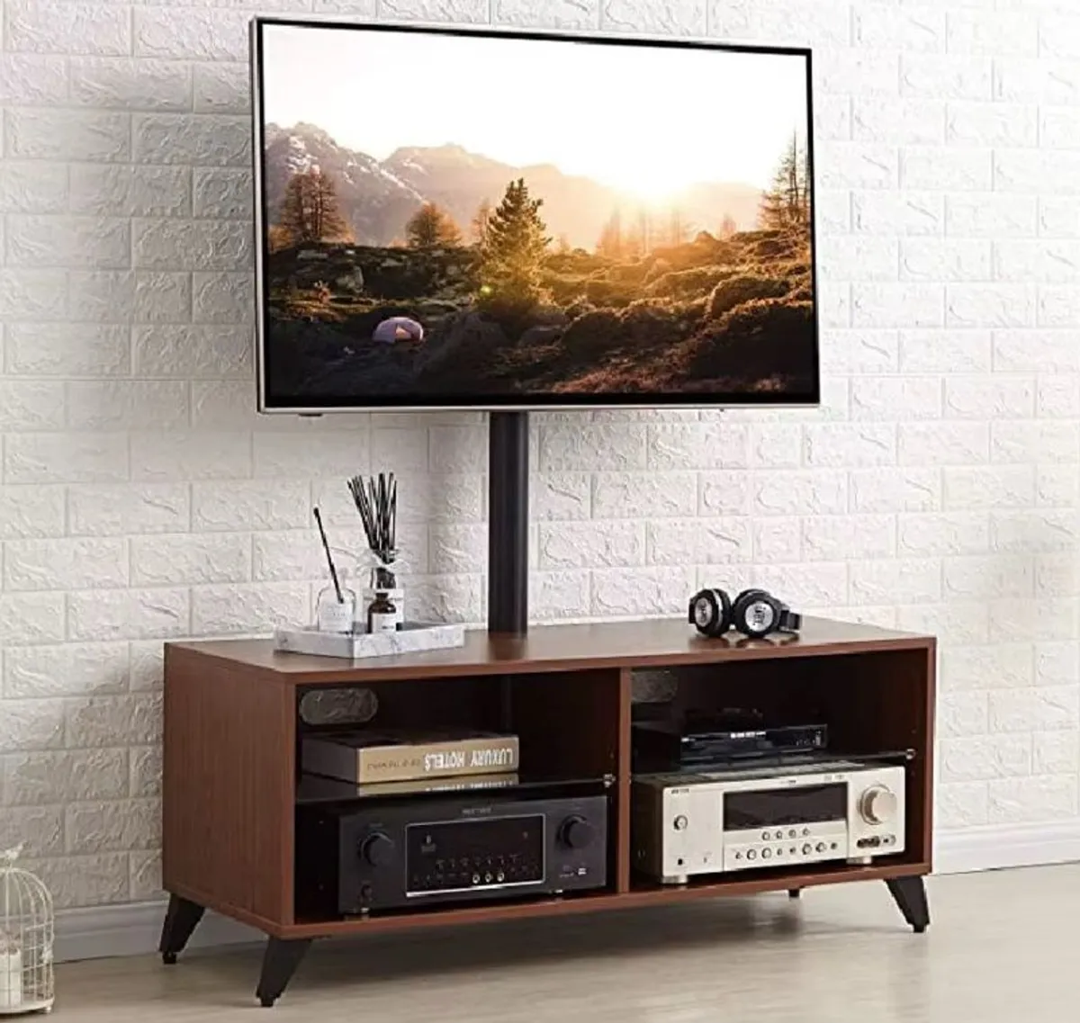Media / entertainment unit with storage - wood and glass - Image 4