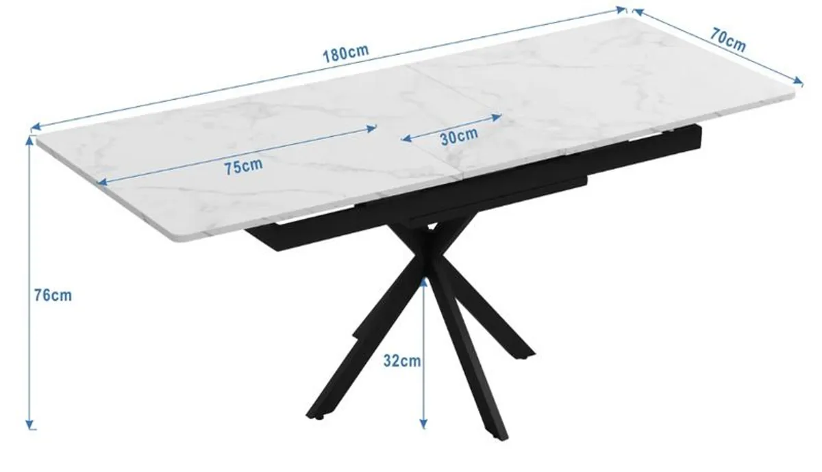 Extendable Dining Table Black With Grey Desktop - Image 4