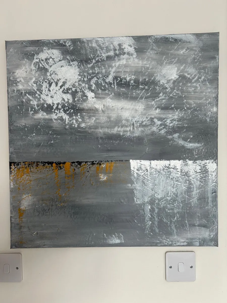 Abstract grey landscape painting - Image 3