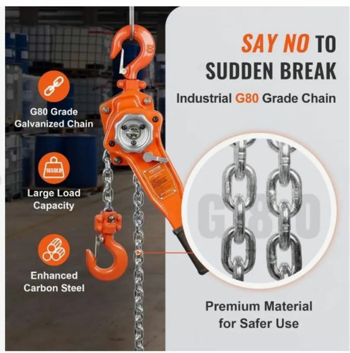 Manual Lever Chain Hoist, 3/4 Ton 748 kg - Image 4