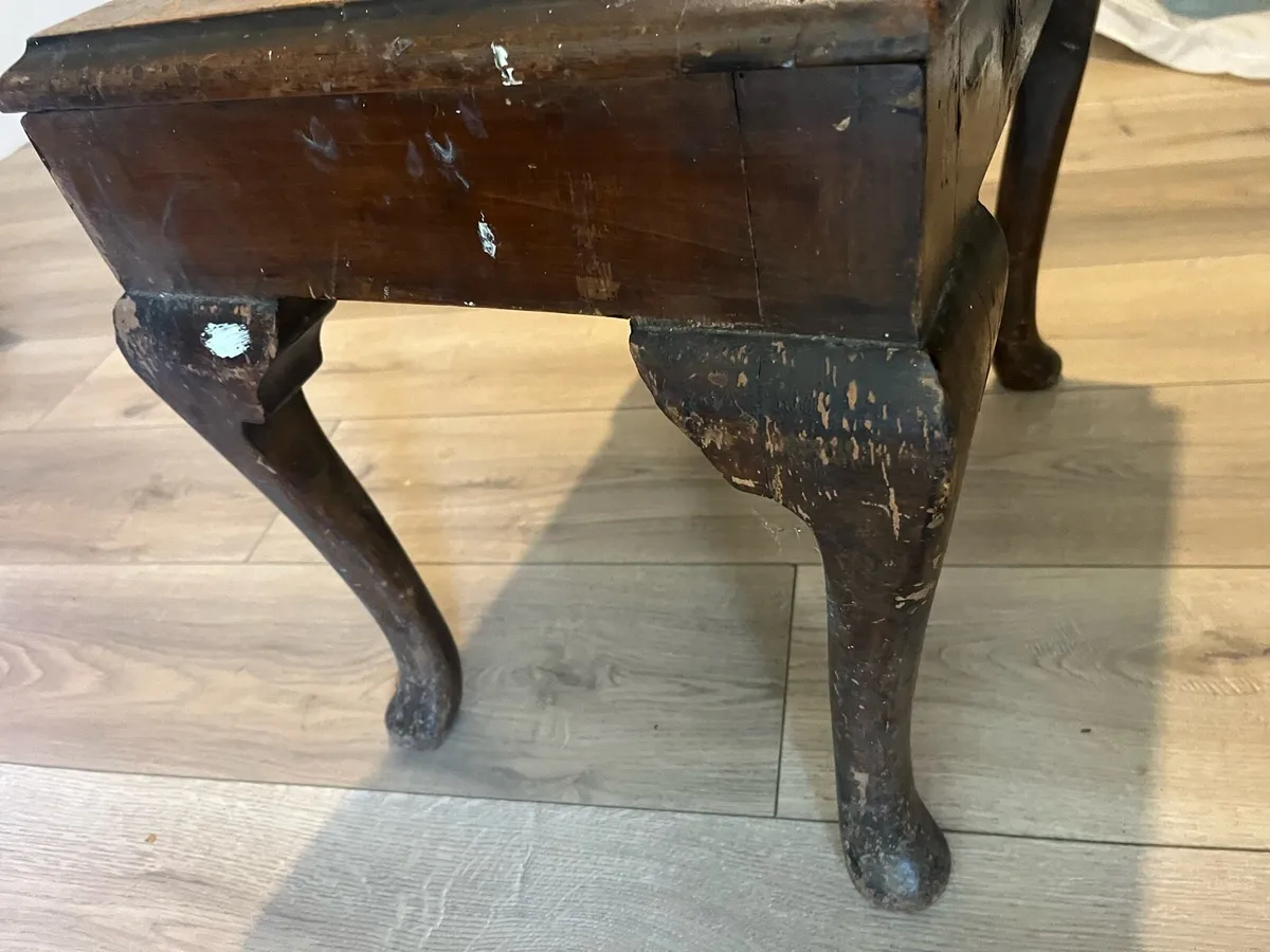 Antique Wooden Piano Stool with Cabriole Legs - Image 2