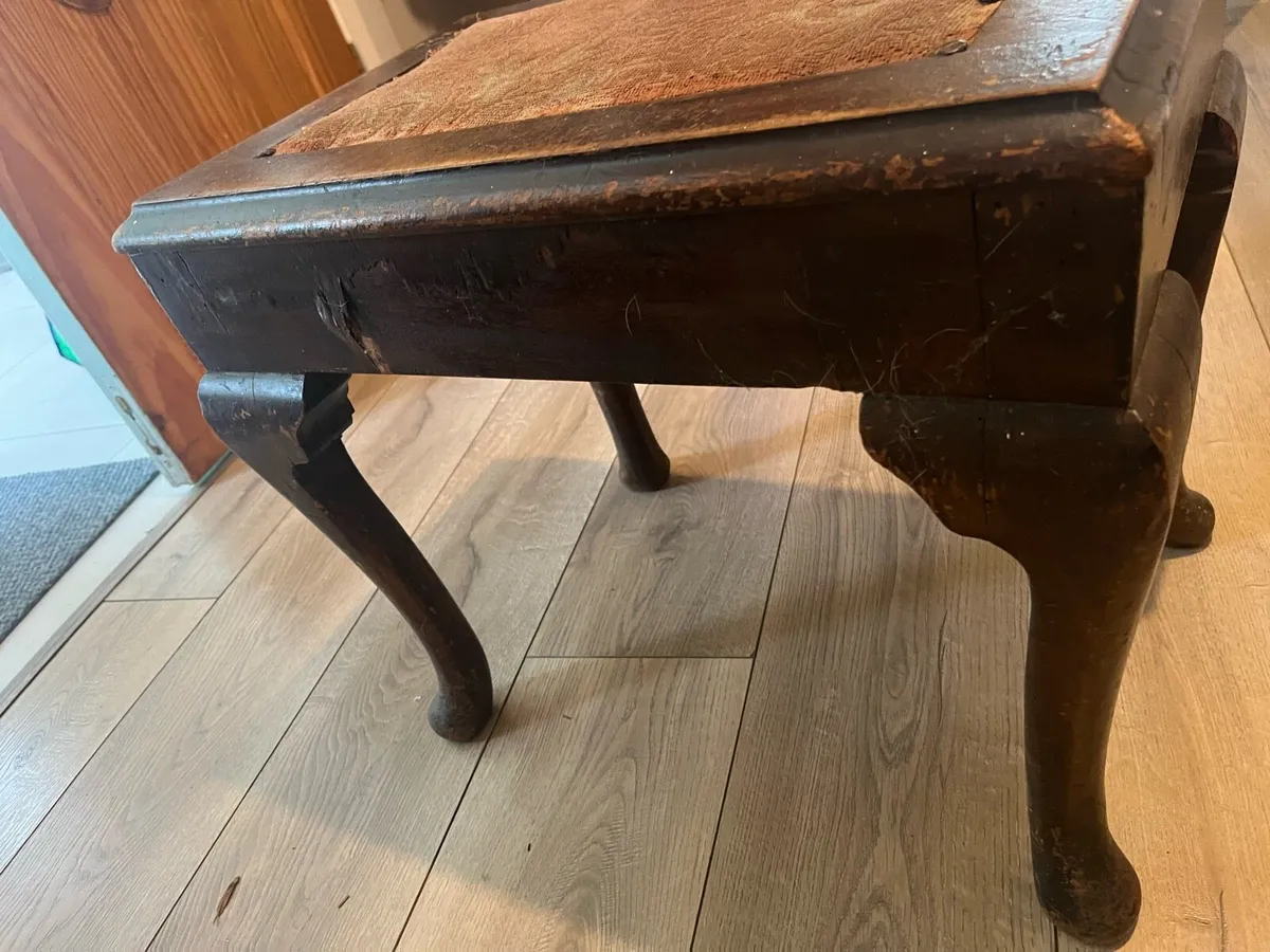 Antique Wooden Piano Stool with Cabriole Legs - Image 3