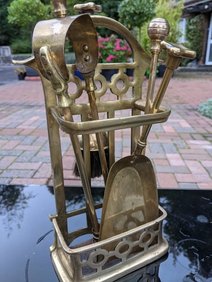 Vintage Brass Fireplace Companion set - Image 2