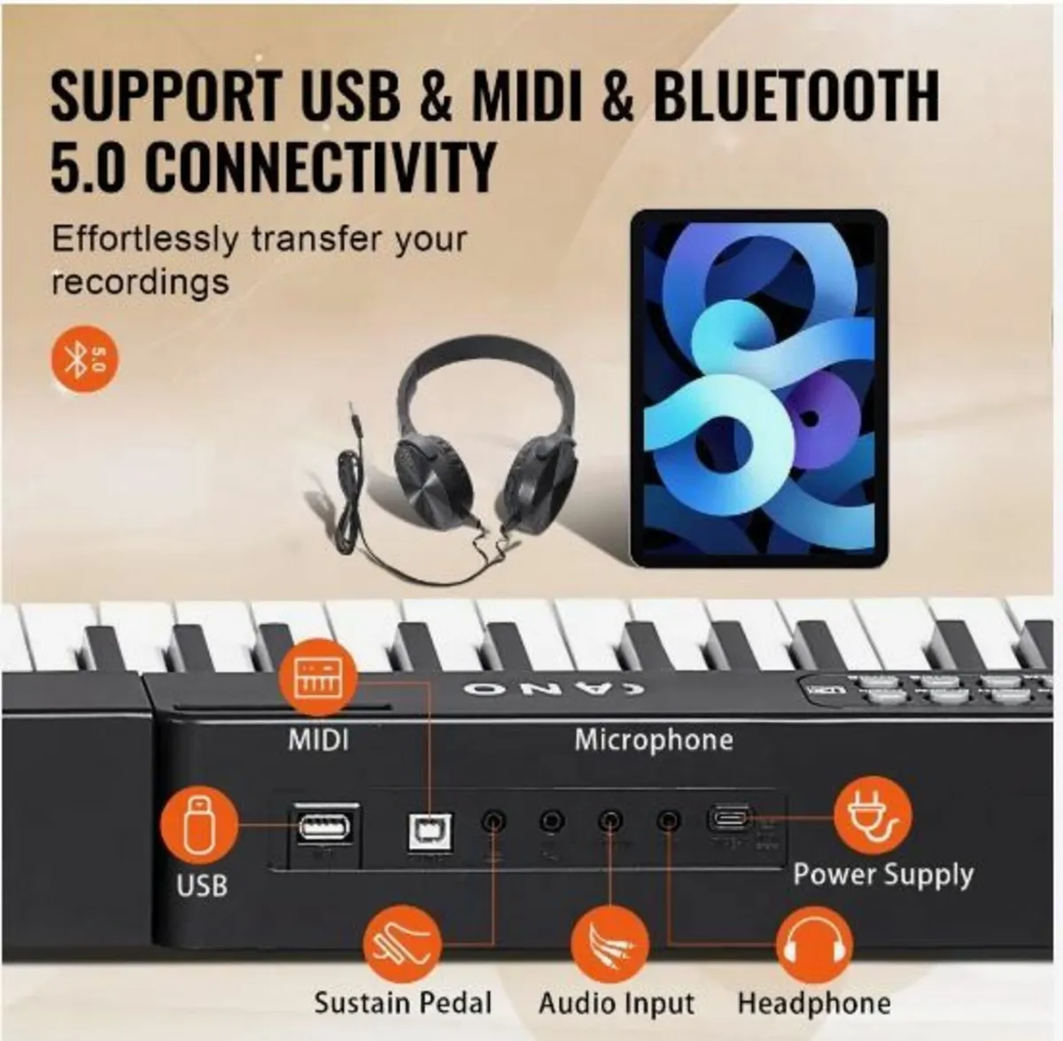 88 Key Digital Piano Keyboard Semi Weighted - Image 2