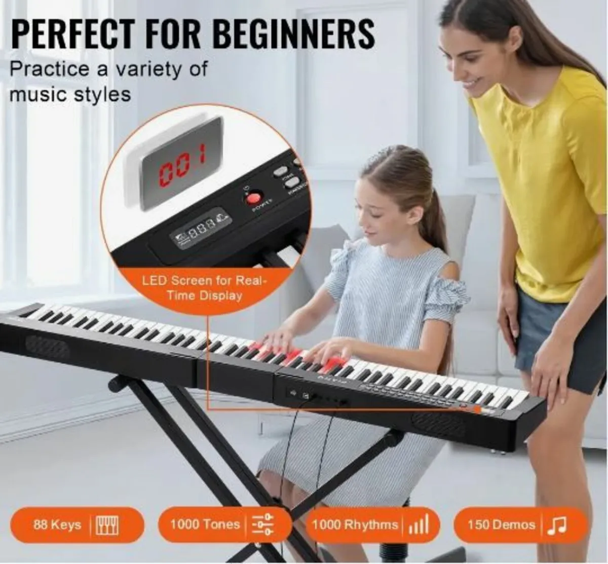 88 Key Digital Piano Keyboard Semi Weighted - Image 3