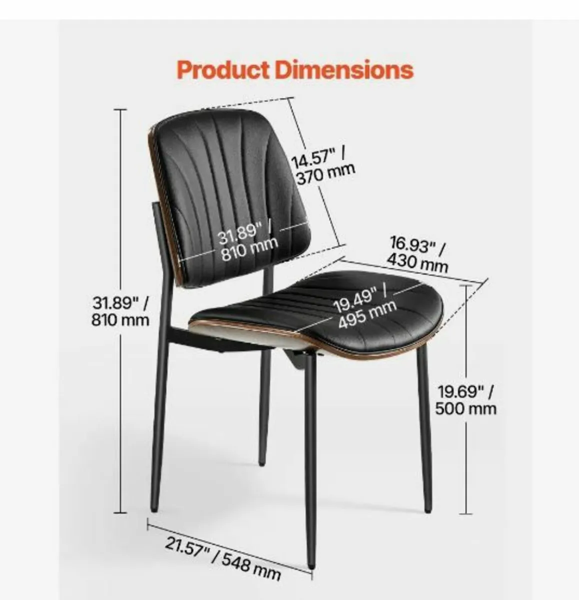 Set of 2 Dining Chairs Modern Leather - Image 3