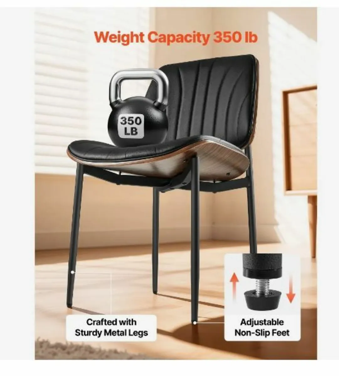 Set of 2 Dining Chairs Modern Leather - Image 4