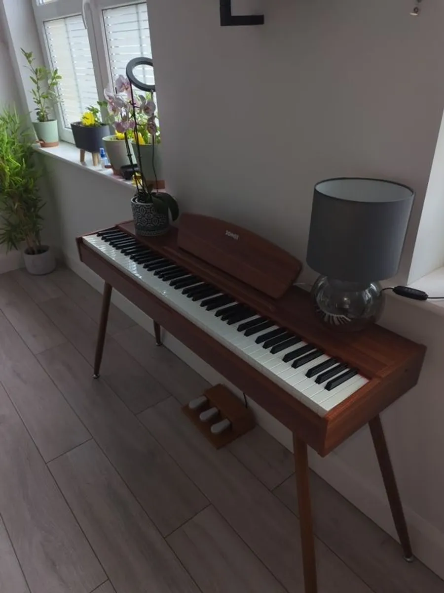 Donner DDP-80 Wooden Style 88 Key Weighted Digital Piano with Stand & Pedal - Walnut. 12 months old. Barely used. Mint condition - Image 2