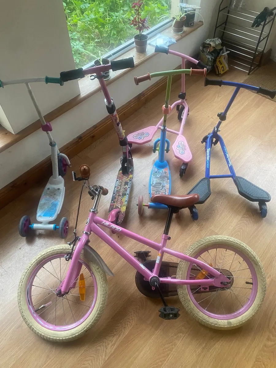 Girls bike -scooters  2 three wheelers and 2 wheel - Image 3
