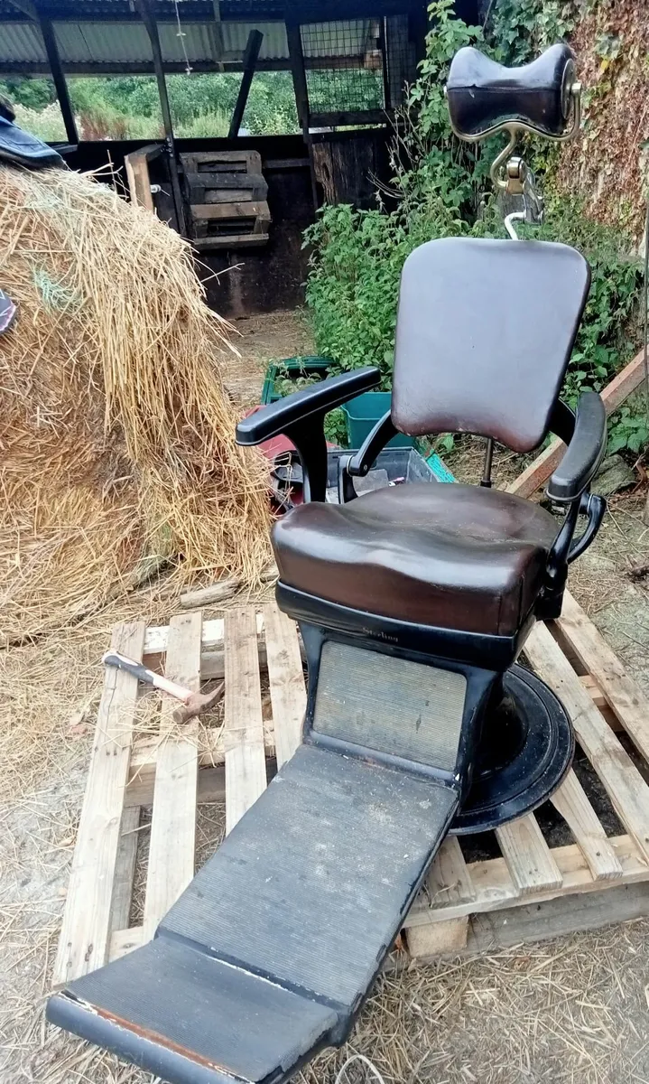 Vintage sofa, Barbers chair , ladder back chairs - Image 3