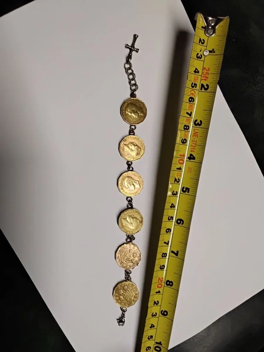 Antique three pence coin bracelet - Image 4