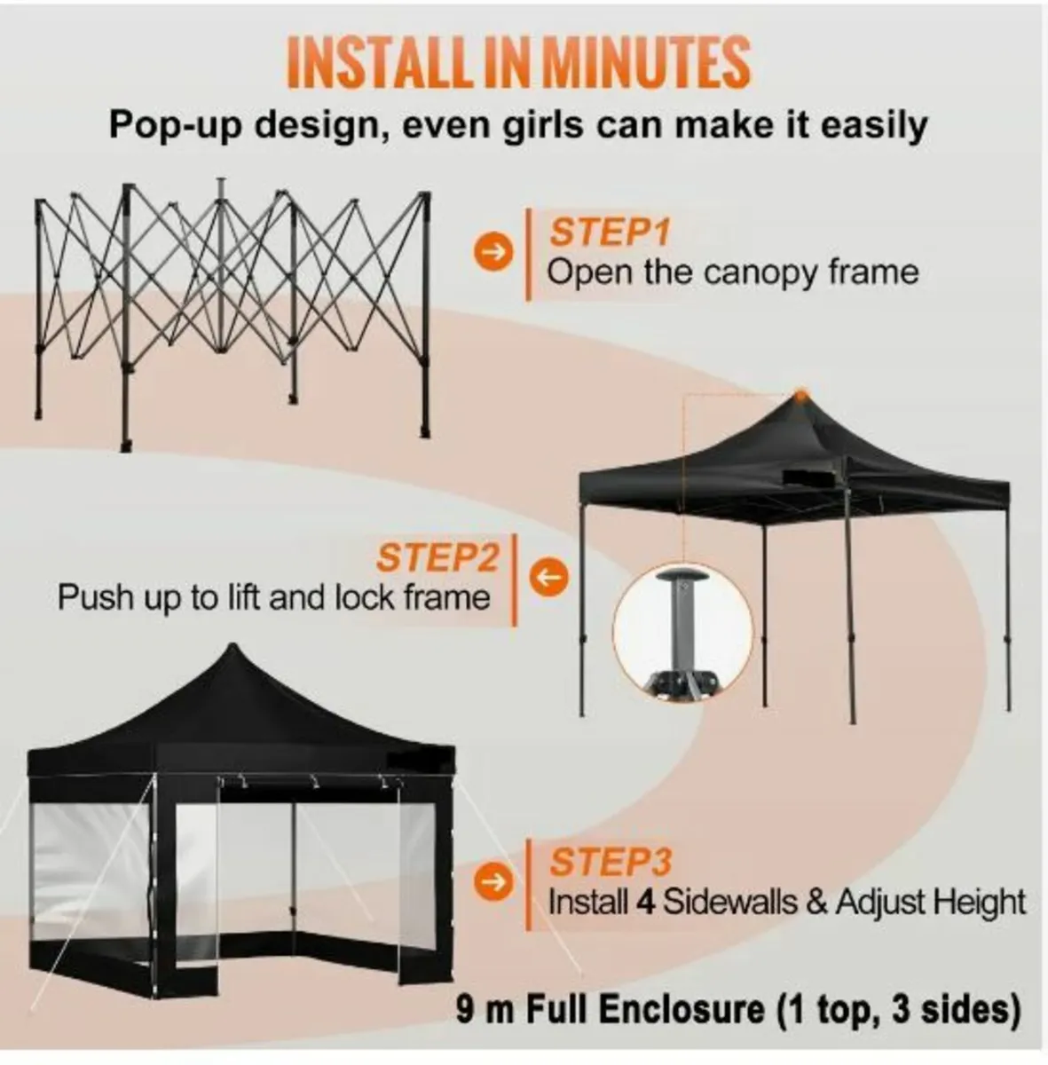 304.8 x 304.8 cm Pop Up Canopy Tent, Outdoor - Image 4