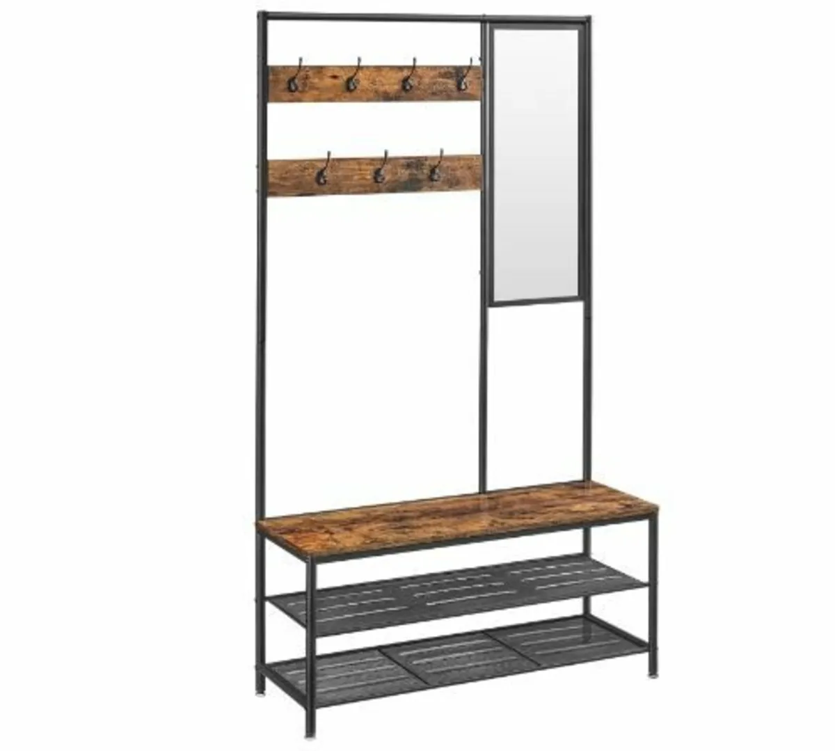 Coat Rack with Hooks Mirror Bench 35 x 98 x 180 cm - Image 1