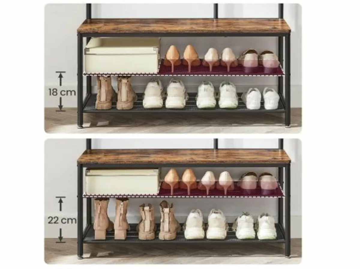 Coat Rack with Hooks Mirror Bench 35 x 98 x 180 cm - Image 2