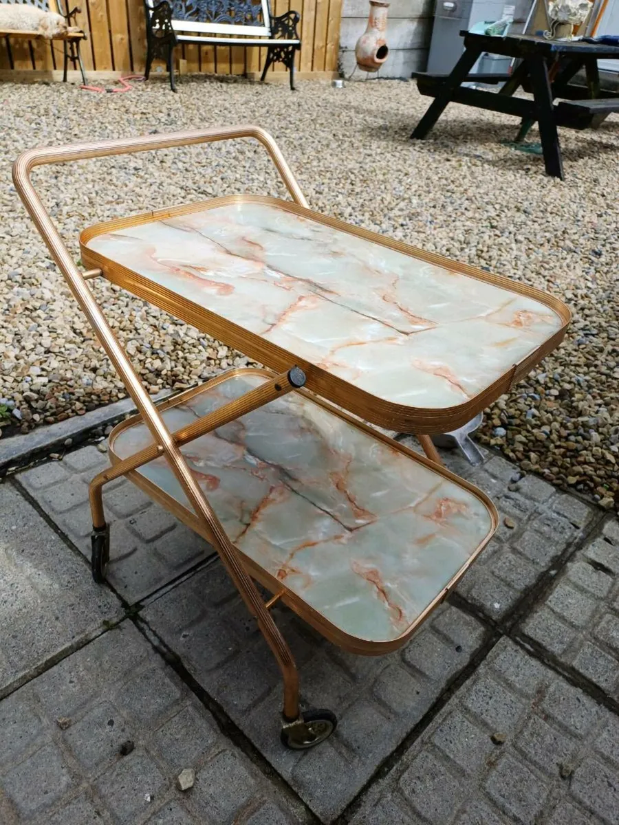 Vintage Anodised Aluminium Hostess Trolley - Image 1