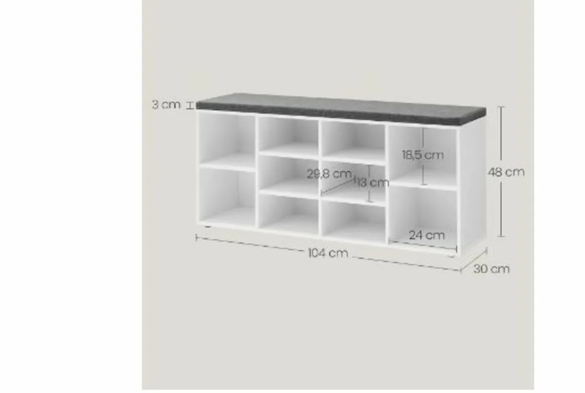 Shoe Bench, Shoe Rack with Seat - Image 3