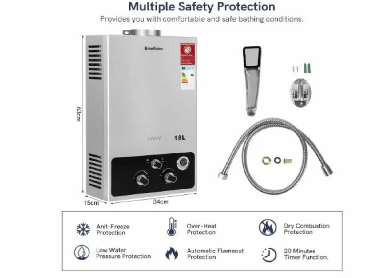 18LPM Gas Instantaneous Water Heater, 36KW LPG - Image 2