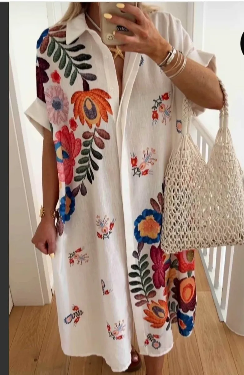 Plus sz print shirt dress one sz fits 16/20