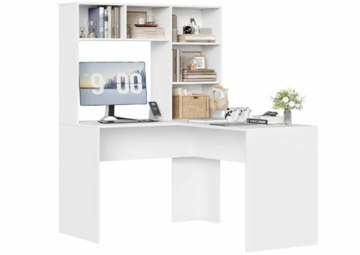 Corner Desk, White Desk, L Shape Computer - Image 1