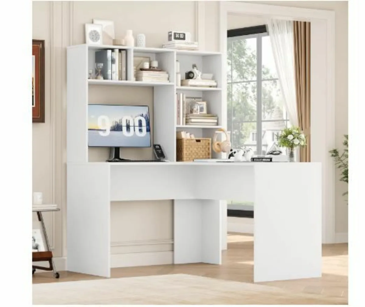 Corner Desk, White Desk, L Shape Computer - Image 2