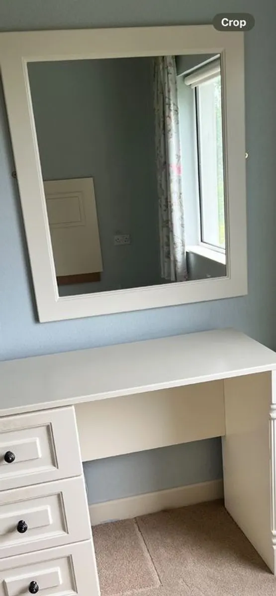 Desk with drawers, matching mirror, bedside drawers - Image 3