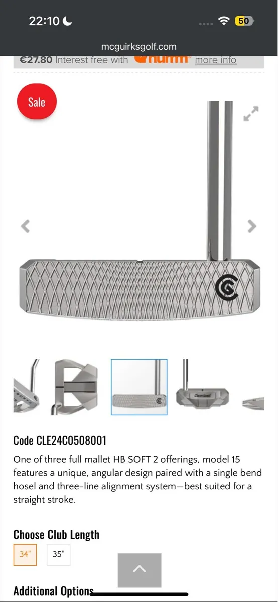 Cleveland HB Soft 2 Model 15 Putter 34 Right Hand - Image 3