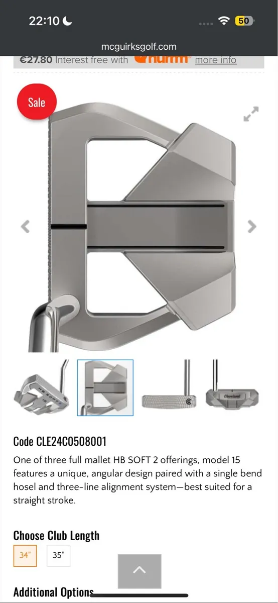 Cleveland HB Soft 2 Model 15 Putter 34 Right Hand - Image 4