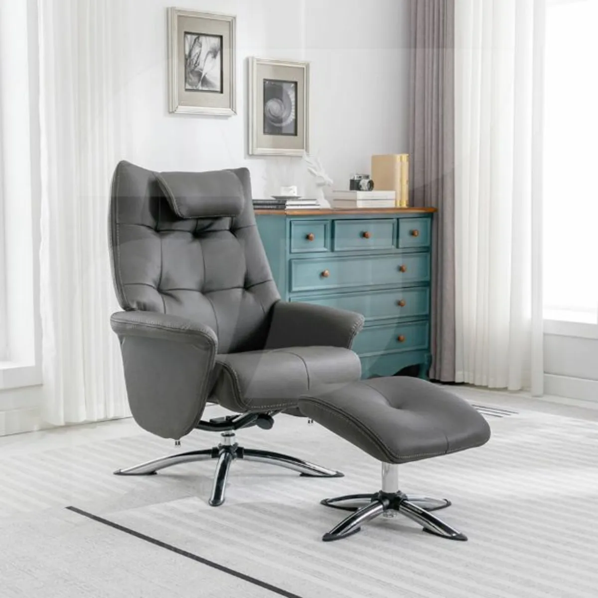 Brand new orson chair and foot stool reduced