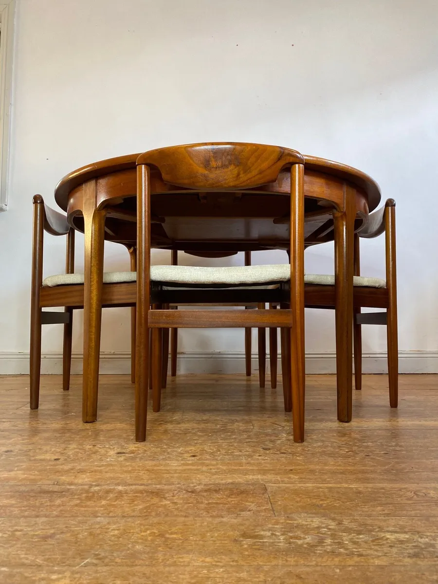 Mid Century Danish Teak Table & Chairs - Image 1