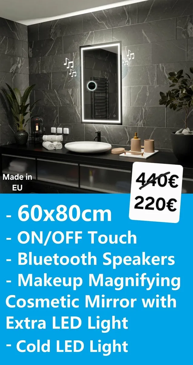 LED Bathroom Mirror Speakers Makeup 60x80cm