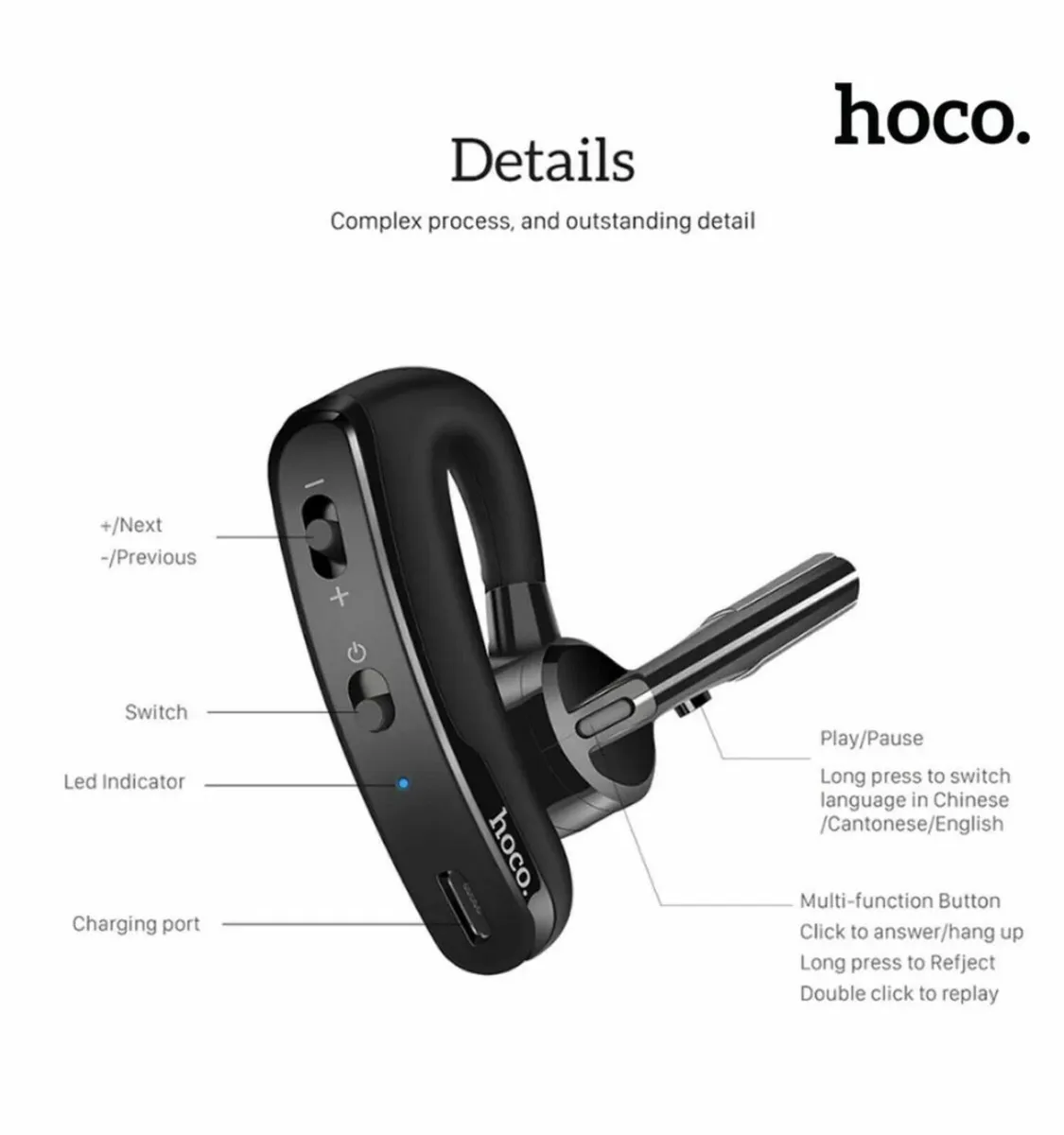 Hoco E15 Business Work Van Earpiece - Image 1