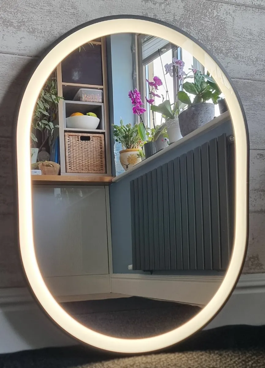 LED Bathroom Mirror Black Frame Sensor 60x80cm - Image 2