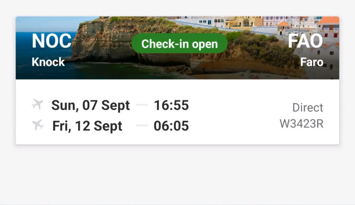 2x Return Tickets Knock to Faro (Sept 07 - 12) - Image 1