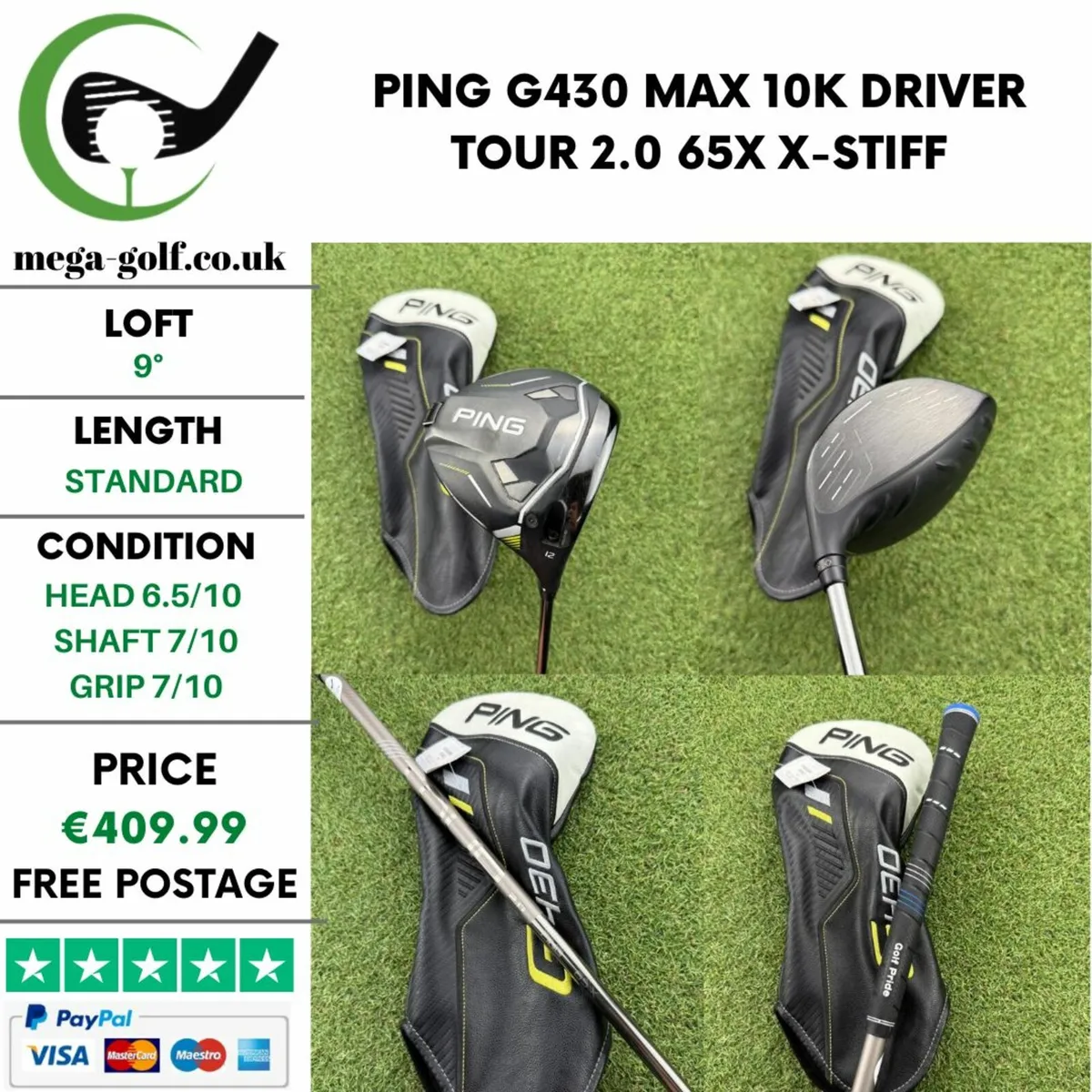 PING G430 MAX 10K DRIVER / 9° /TOUR 2.0 65 X-STIFF - Image 1