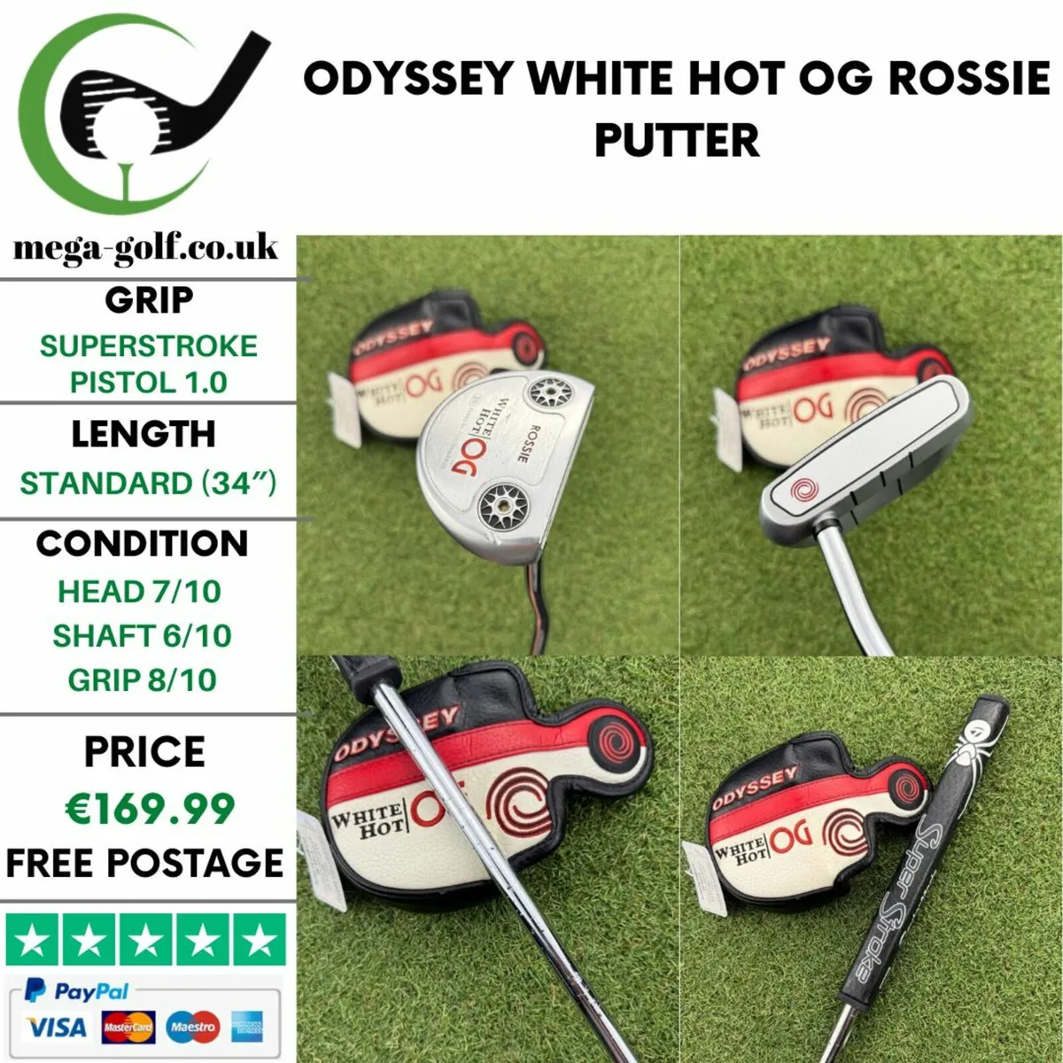 ODYSSEY WHITE HOT OG ROSSIE PUTTER / 34″ - Image 1
