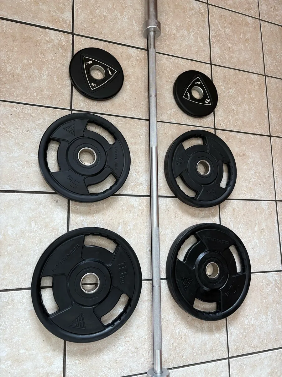 Urethane Superior Olympic Weights + 6 Foot Bar - Image 2