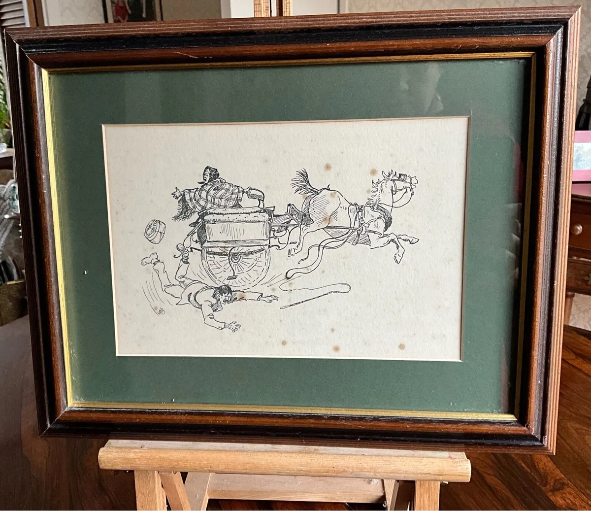Rare Vintage Cartoon Drawing Signed - Image 2