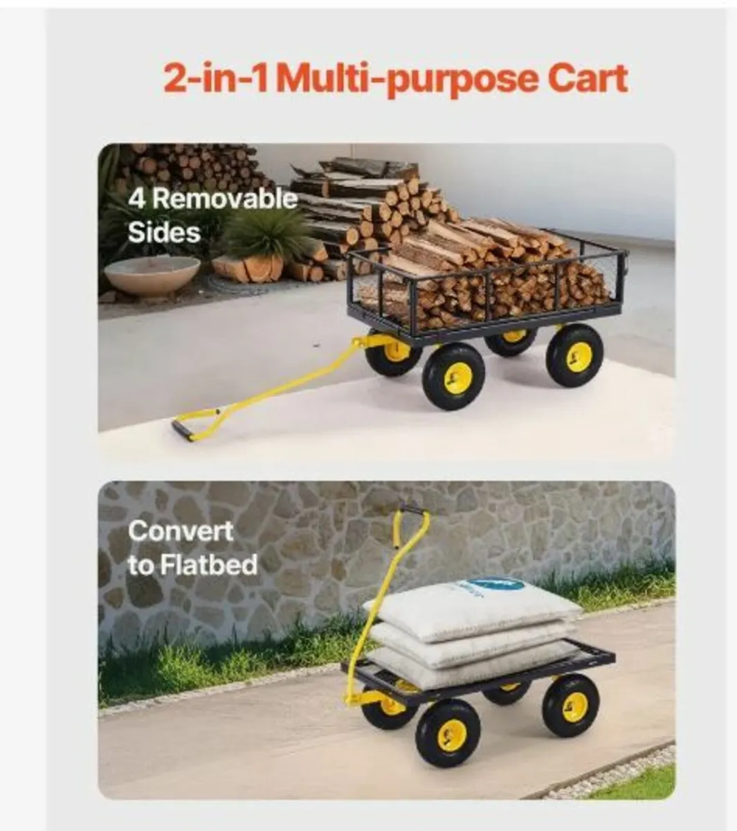 Steel Garden Cart 900lb Capacity Heavy - Image 3