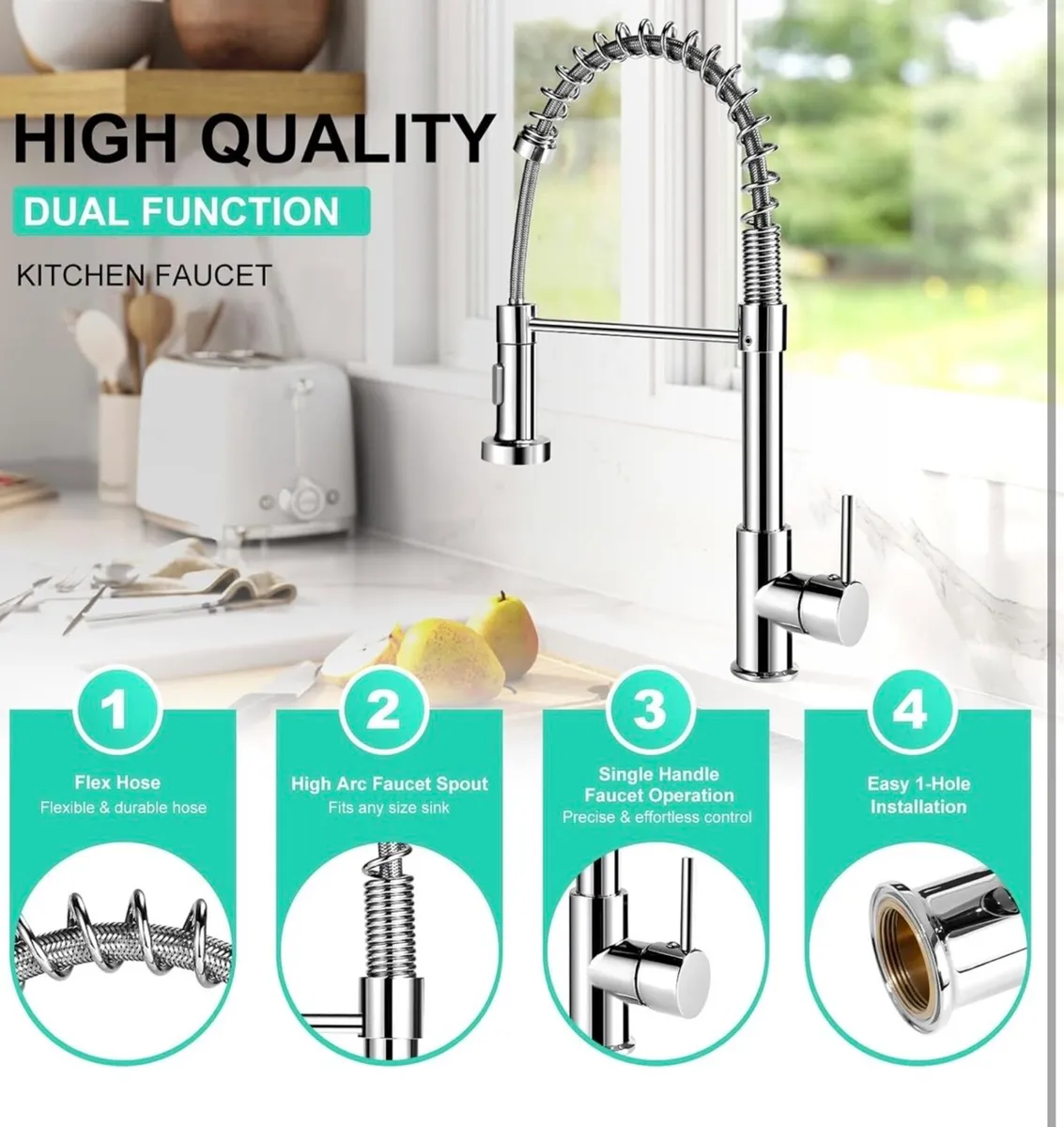 Kitchen tap, chrome. NEW boxed - Image 4