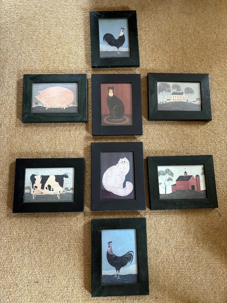 Framed folk art pictures