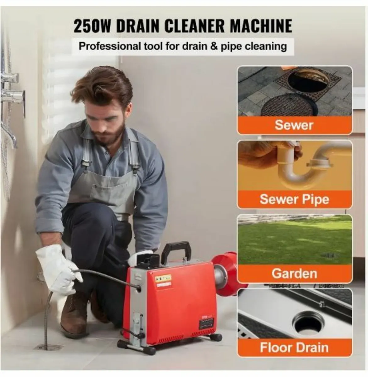 Drain Cleaner Machine 20m x 16mm 250W - Image 3