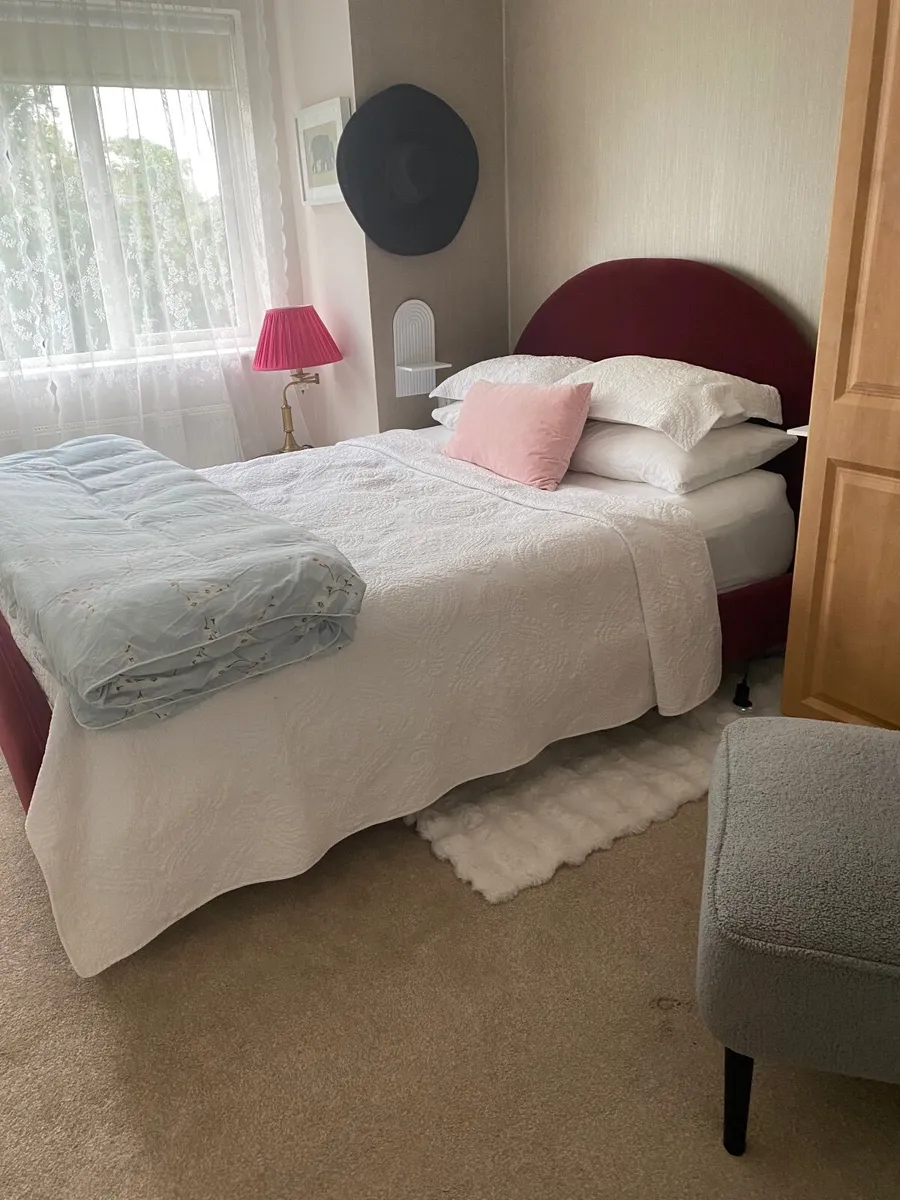 M&S  5ft double bed frame, deep red - Image 1