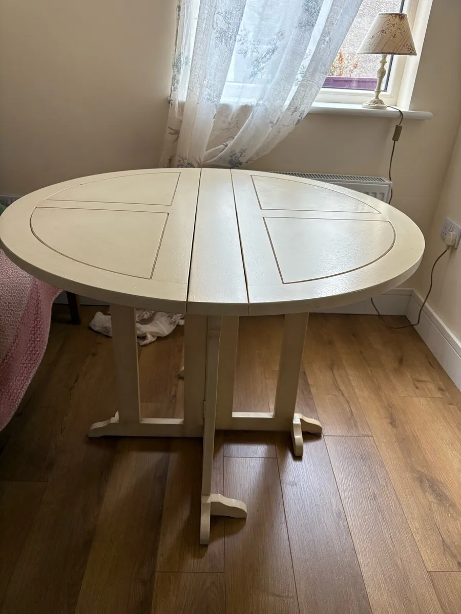 Cream Drop-leaf Dining/Occasional Table - Image 1