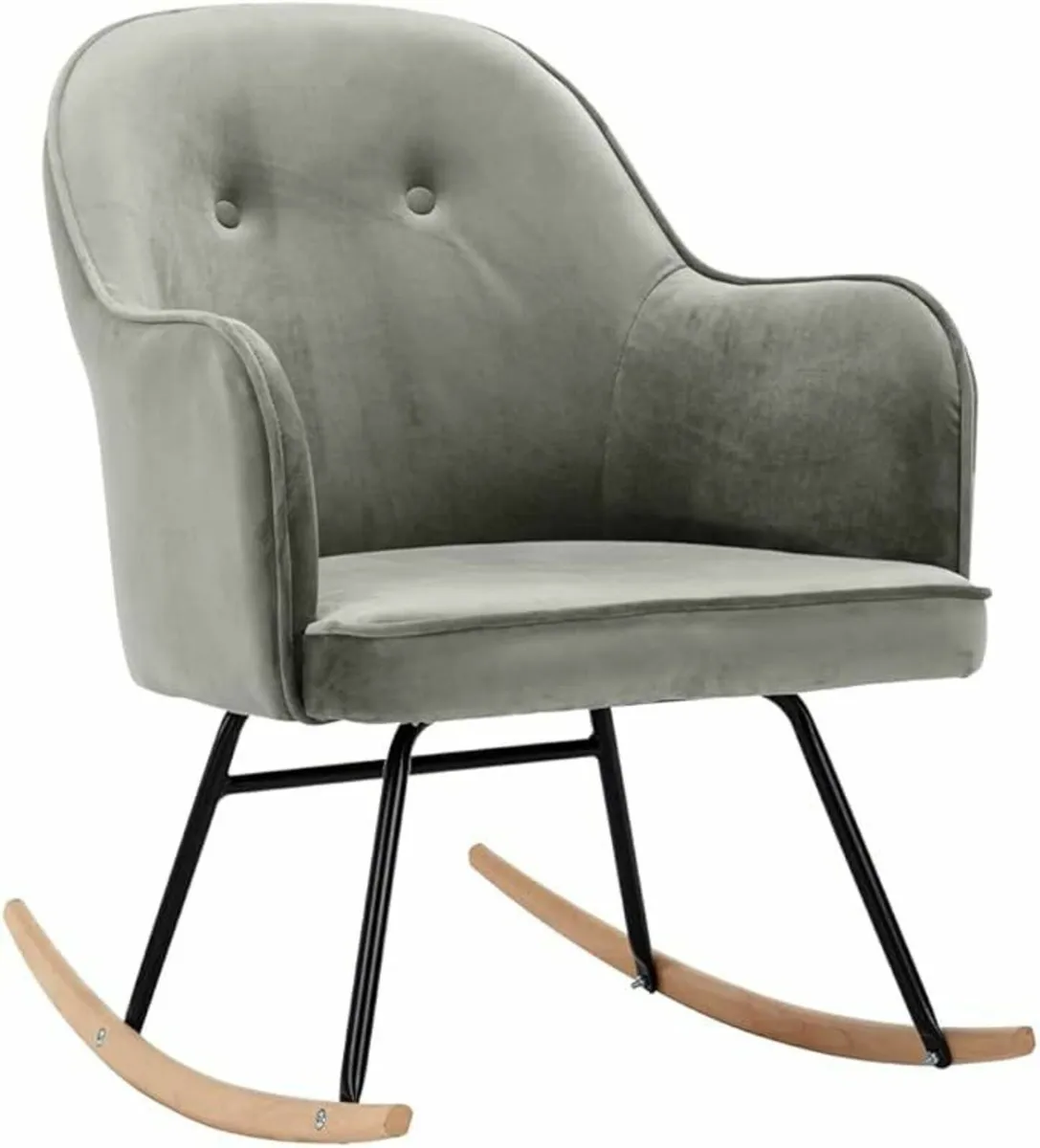 Velvet Rocking Chair with Beech Wood Legs Modern A - Image 3