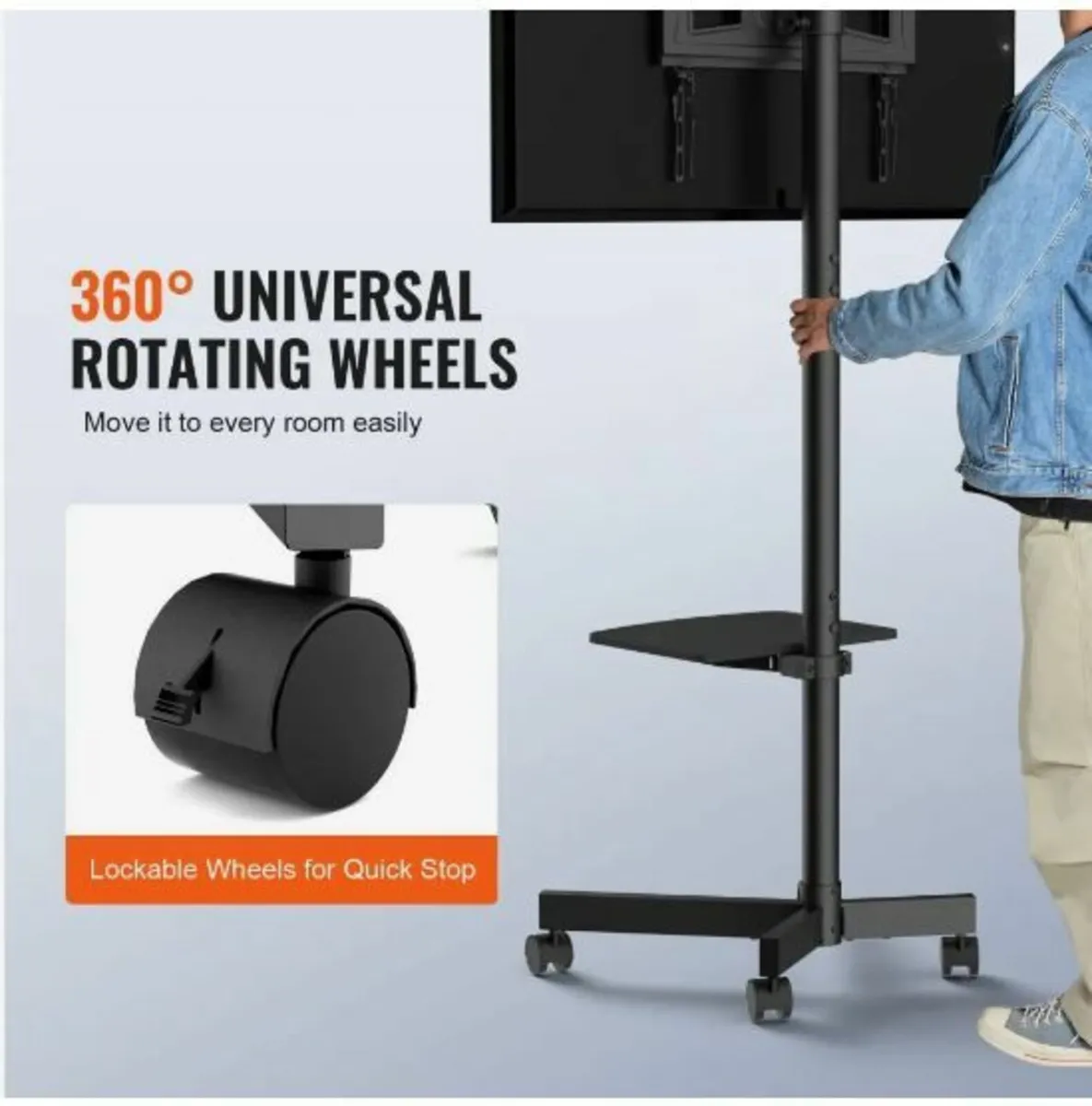 Mobile TV Stand, Mobile TV Cart for 23 to 60 inch - Image 4