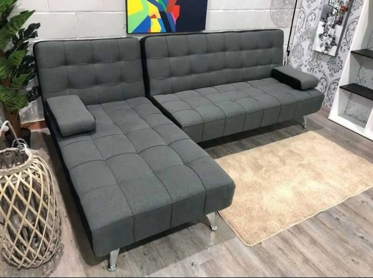 Modern Corner Sofa Bed With Chaise Longue & Pillows 236 cm FREE DELIVERY - Image 3