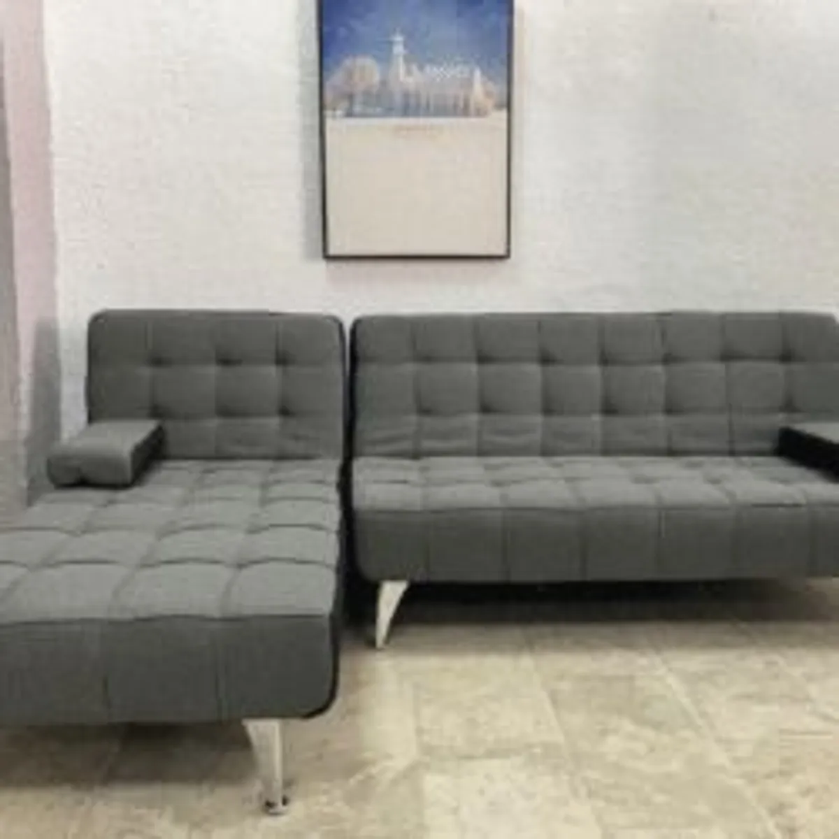 Modern Corner Sofa Bed With Chaise Longue & Pillows 236 cm FREE DELIVERY - Image 4