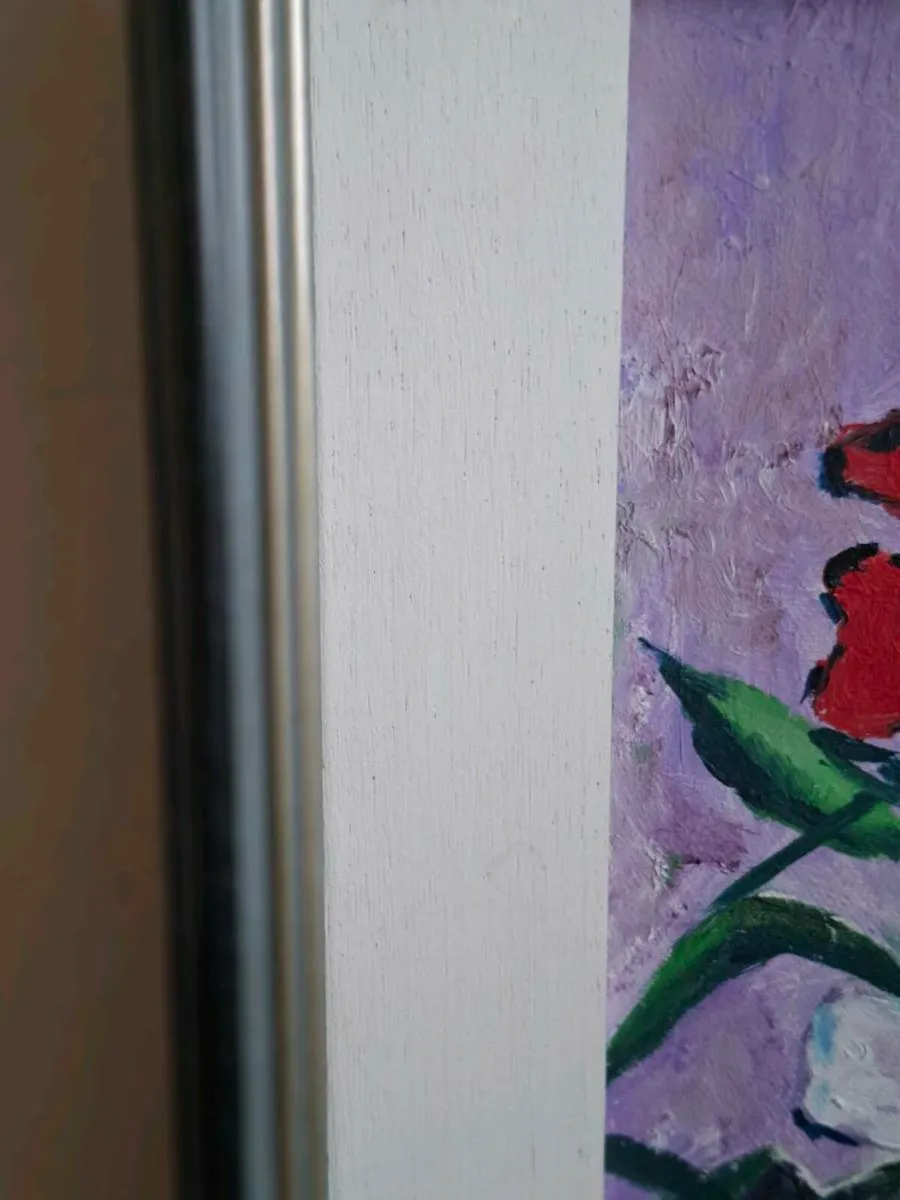 Lovely Original Oil Painting Flowers & Apples - Image 4