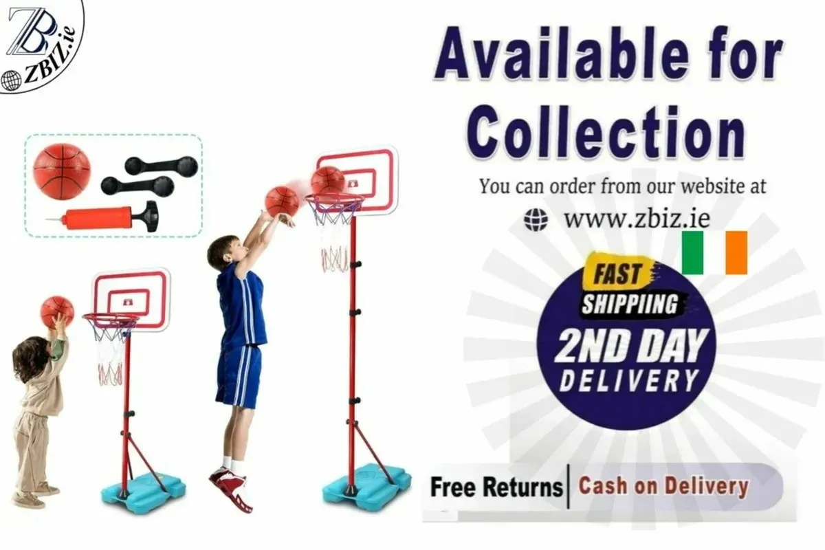 Basketball Hoop and Stand for Kids with Inflator - Image 1