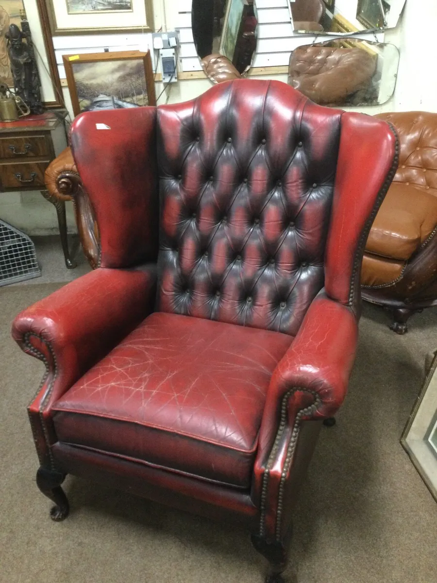 Leather wingback chair